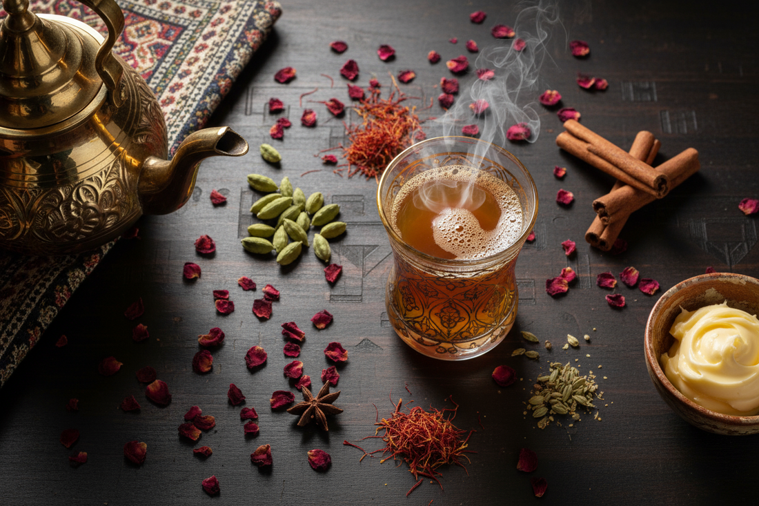 🧈 Butter Tea &amp; the Tale of Warmth — A 1001 Nights Journey from Persia to the Peaks